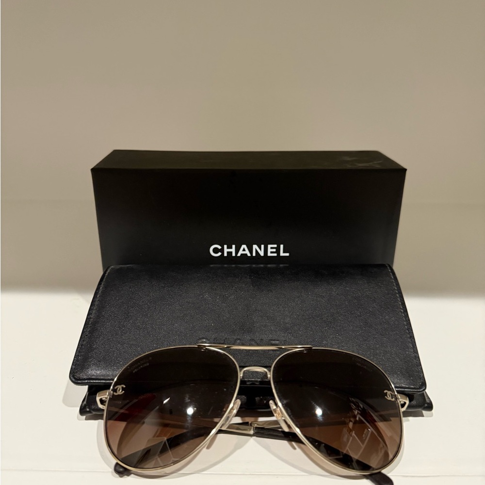 CHANEL Pilot Sunglasses (Women’s) - Polarized - Black and Silver